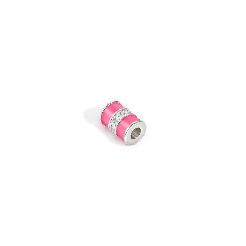 Nomination SeiMia Flora Spacer Tube, White Cubic Zirconia, Fuchsia Enamel, Silver