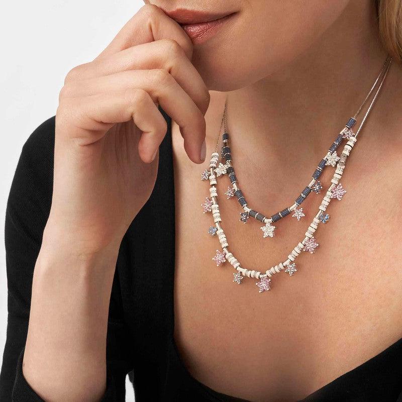 Nomination SeiMia Flora Spacer Tube, White Cubic Zirconia, Turqouise Enamel, Silver