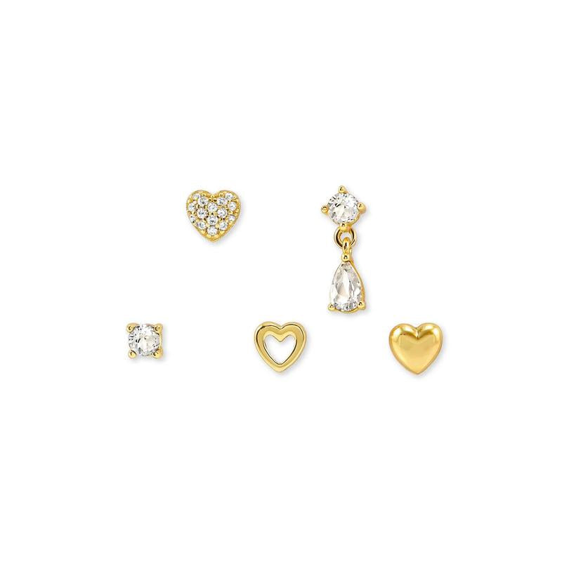 Nomination Set 5 Single Precious Moves Earrings, Silver and Cubic Zirconia, Gold