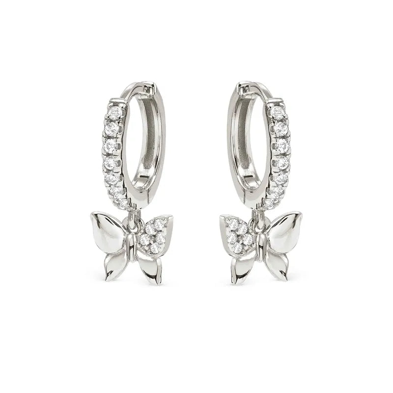 Nomination Silver Petit Sparkle Butterfly Hoop Earrings