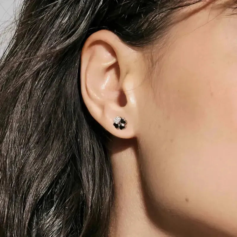 Nomination Silver Petit Sparkle Four-Leaf Clover Stud Earrings