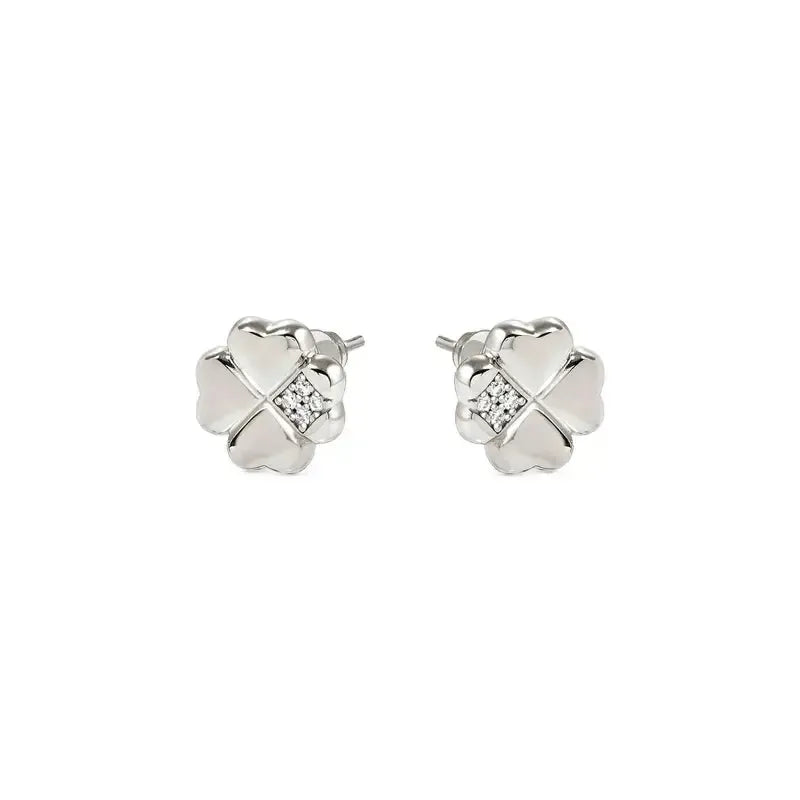 Nomination Silver Petit Sparkle Four-Leaf Clover Stud Earrings
