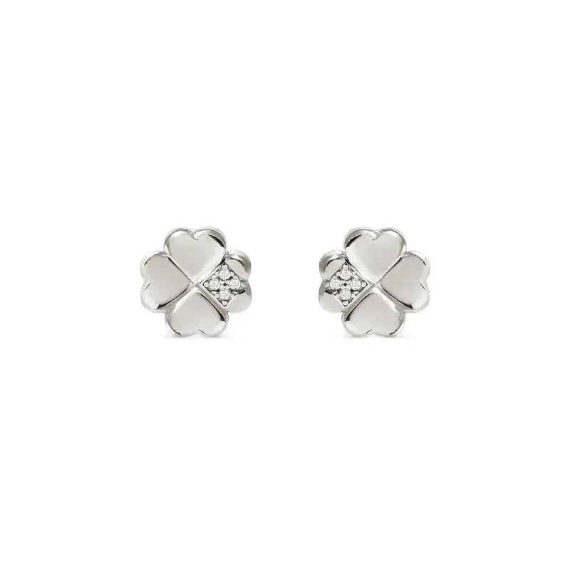 Nomination Silver Petit Sparkle Four-Leaf Clover Stud Earrings