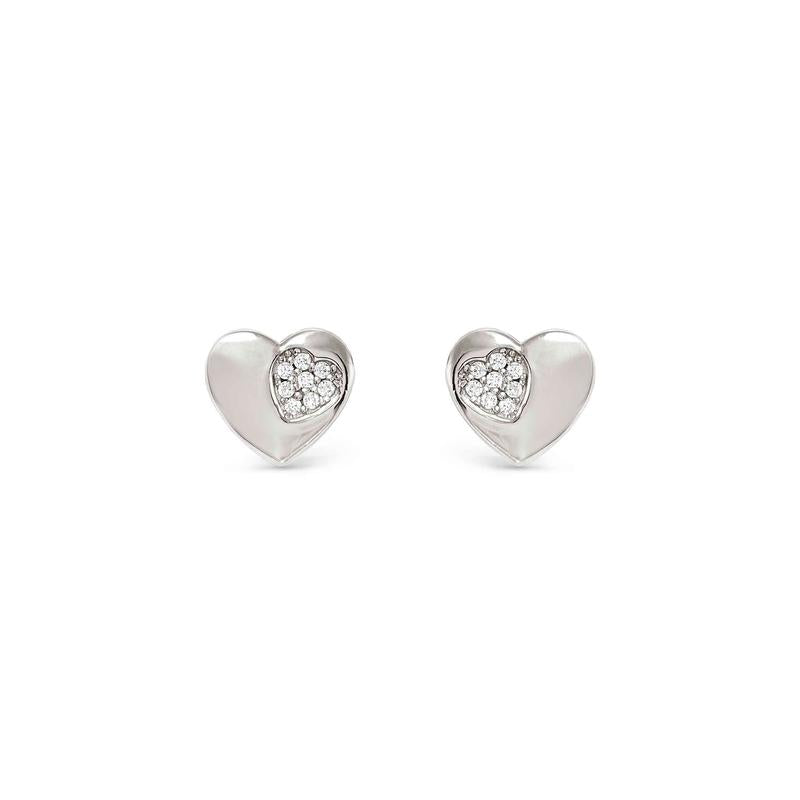 Nomination Silver Petit Sparkle Heart Stud Earrings