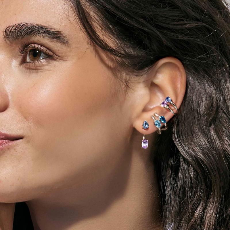 Nomination Sparkling White Rhodium Silver Ear Jackets