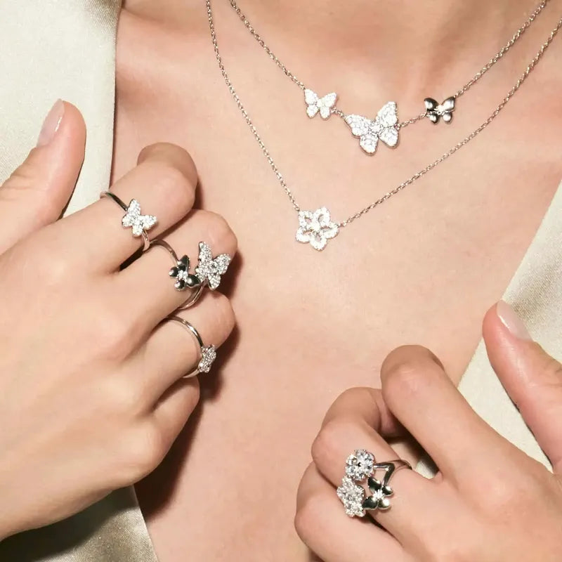 Nomination Sweetmadame Ring, Butterflies, Cubic Zirconia, Rose Gold & Silver