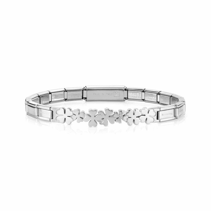Nomination Trendsetter Bracelet With Four-Leaf Clovers In Stainless Steel