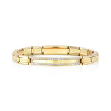 Nomination Trendsetter New York Bracelet, Smooth Plate, Cubic Zirconia, Yellow PVD, Stainless Steel