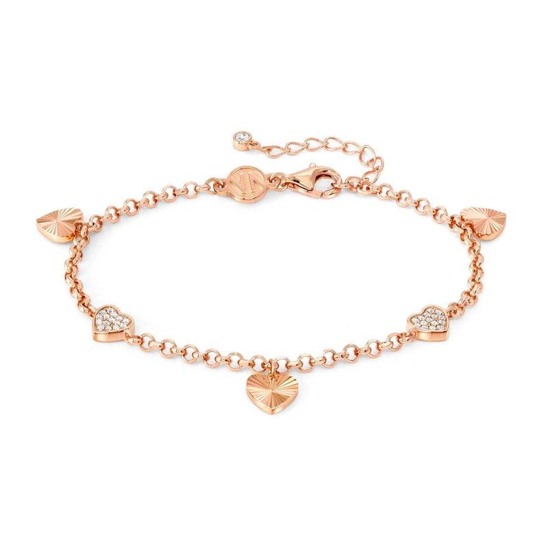 Nomination Truejoy Bracelet, Etched Heart Pendants, Cubic Zirconia, 22K Rose Gold