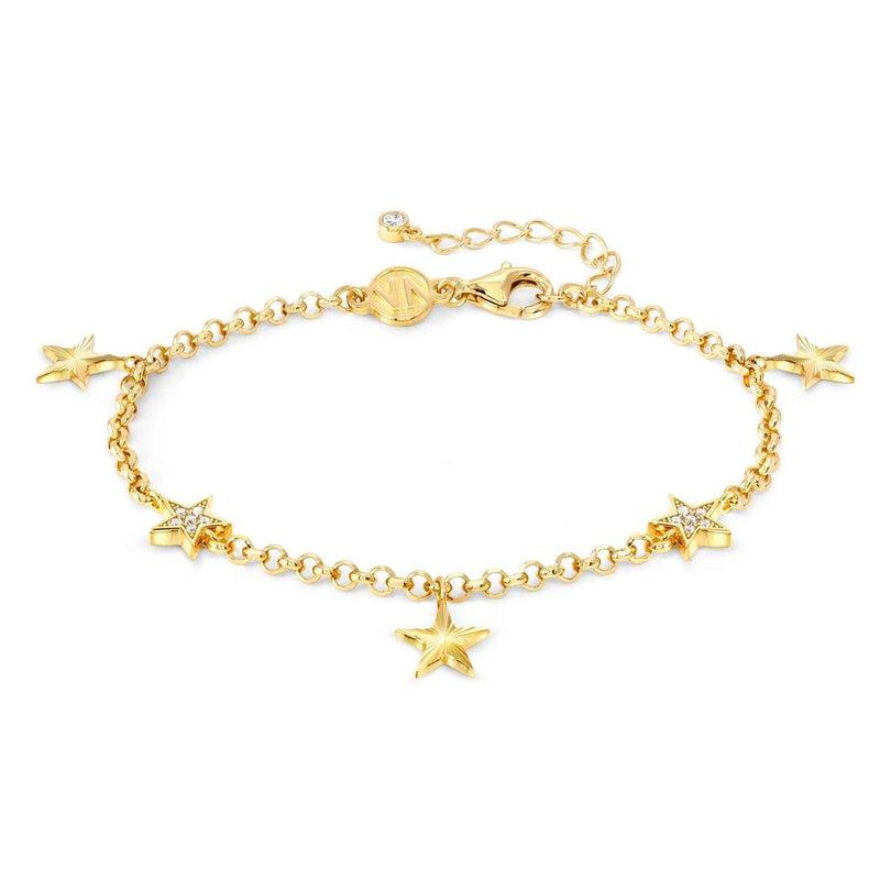 Nomination Truejoy Bracelet, Etched Star Pendants, Cubic Zirconia, 24K Gold