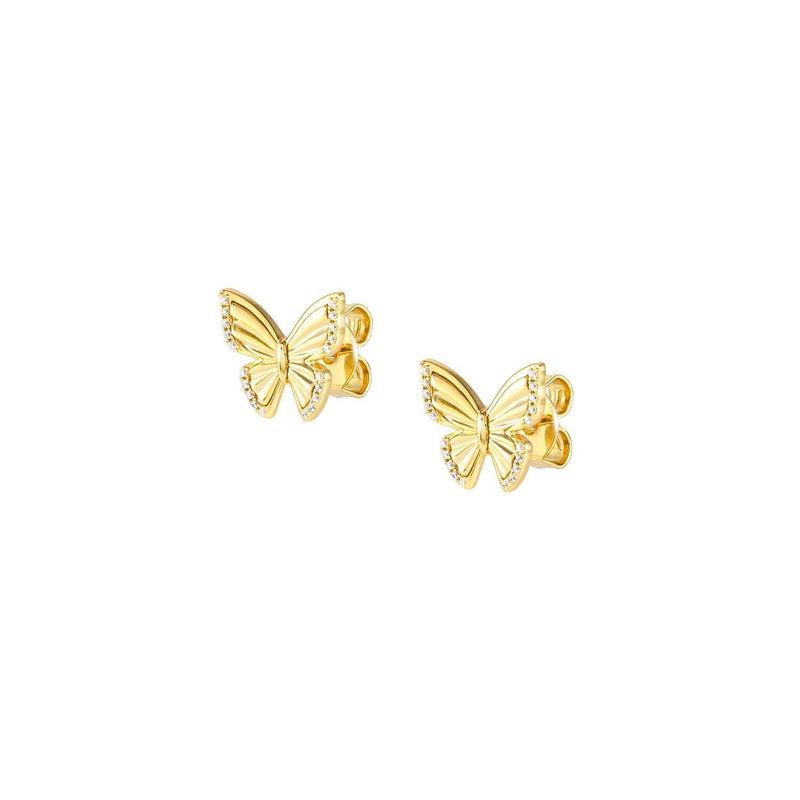 Nomination Truejoy Earrings, Etched Butterfly, Cubic Zirconia, 24K Gold