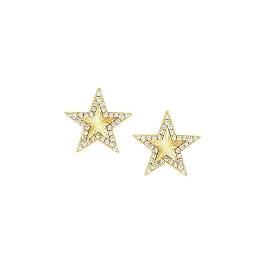Nomination Truejoy Earrings, Etched Star, Cubic Zirconia, 24K Gold