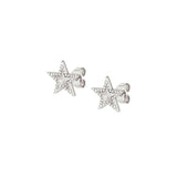 Nomination Truejoy Earrings, Etched Star, Cubic Zirconia, Silver