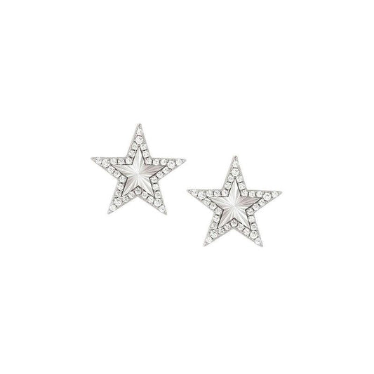 Nomination Truejoy Earrings, Etched Star, Cubic Zirconia, Silver