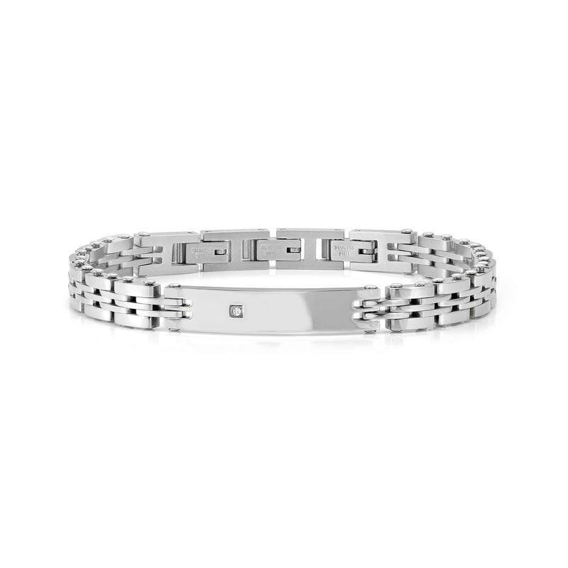 Nomination Virtus Code Bracelet with Plate and Diamond, Steel