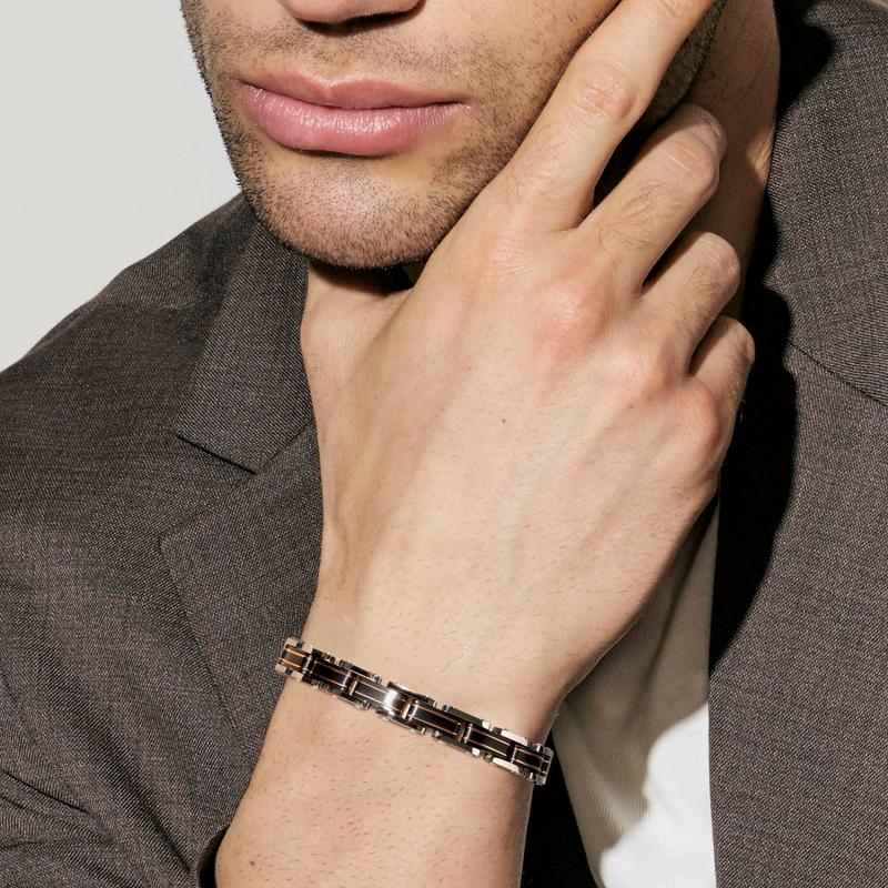 Nomination Virtus Code Stainless Steel Bracelet with PVD Details, Rose Gold and Black