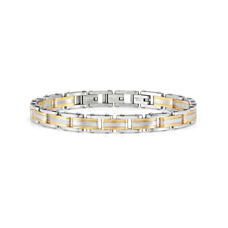 Nomination Virtus Code Stainless Steel Bracelet with PVD Details, Steel and Yellow Gold