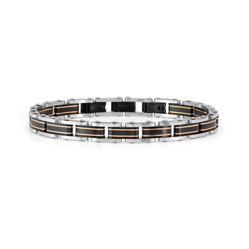 Nomination Virtus Code Stainless Steel Bracelet with PVD Details, Rose Gold and Black