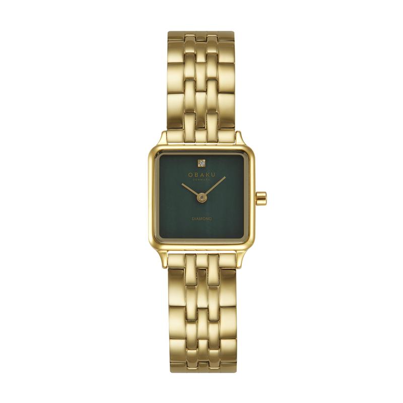 Obaku Adamas Sugar - Stainless Steel Gold PVD Strap Black Dial Watch V301LXGESG