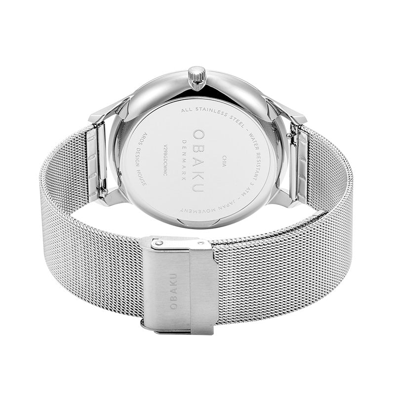 Obaku Chia Steel - White Dial Stainless Steel Gents Watch V298GDCWMC