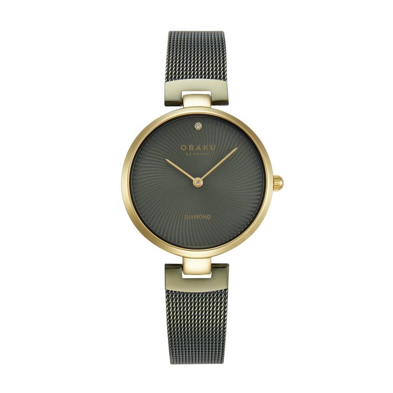 Obaku Diamant - Green Dial Stainless Steel Ladies Watch V256LXGEME