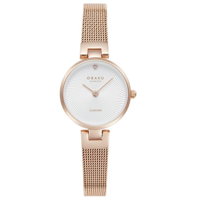 Obaku Diamant Petite Rose Gold 24mm Watch - V256SXVIMV