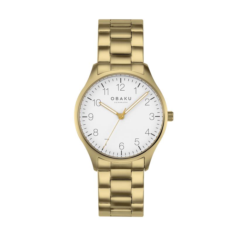 Obaku Falke Cider - Stainless Steel Gold PVD Strap White Dial Watch V260GXGWSG-DAF