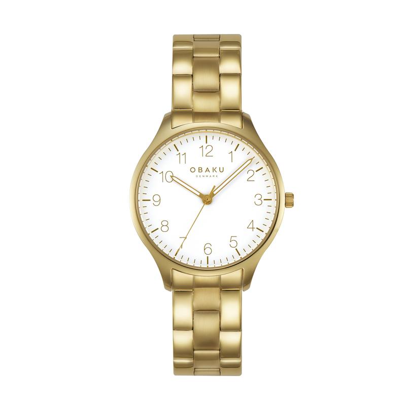 Obaku Falke Lille - Gold PVD White Dial Watch V260LXGWSG-DAF