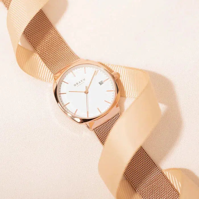 Obaku Felt Lille Rose Gold 33mm Watch - V273LDVWMV