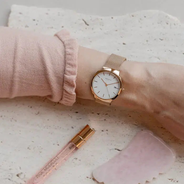 Obaku Felt Lille Rose Gold 33mm Watch - V273LDVWMV
