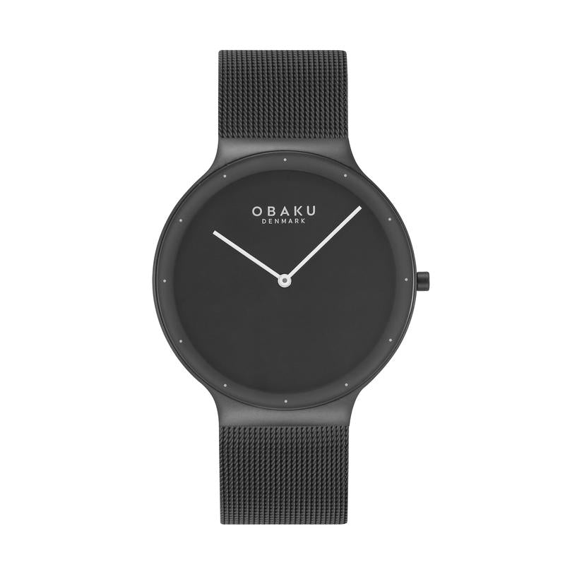 Obaku Net Charcoal - Black Dial Stainless Steel Mens Watch V307GXBBMB