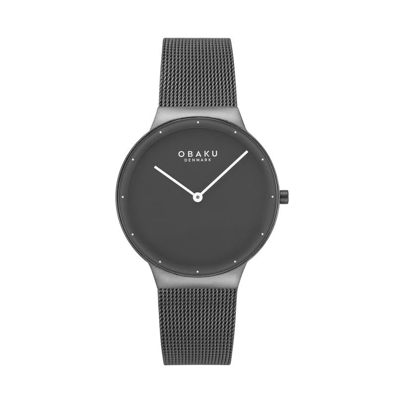 Obaku Net Lille Smokey - Black Dial Stainless Steel Ladies Watch V307LXUUMU