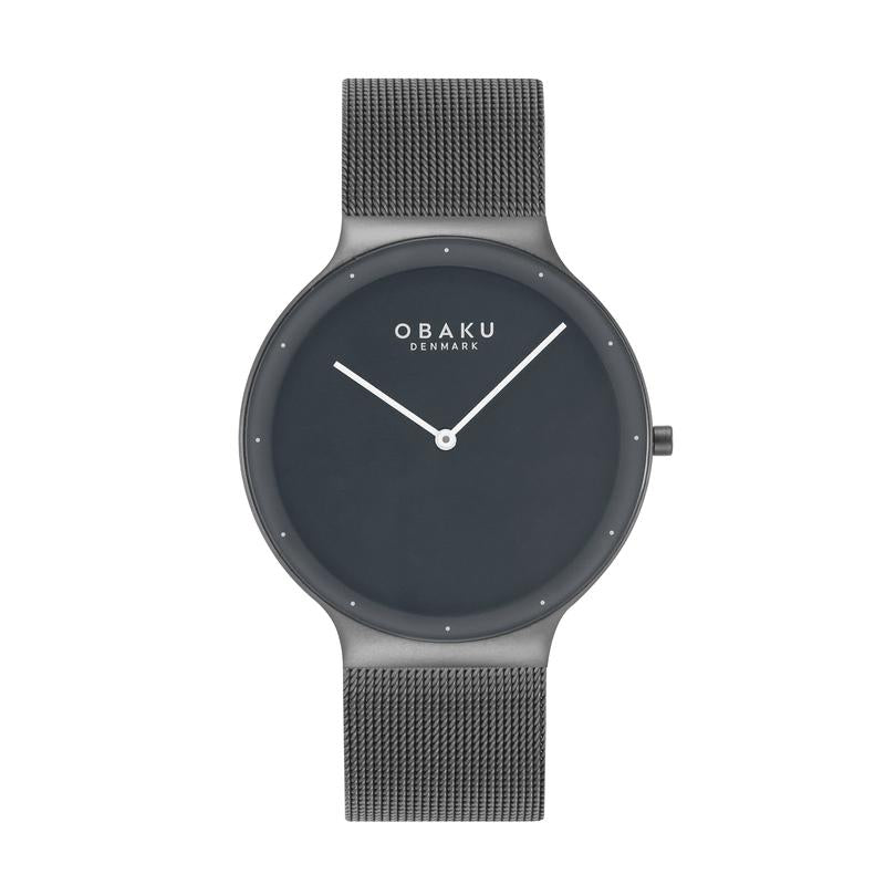Obaku Net Smokey - Black Dial Stainless Steel Mens Watch V307GXUUMU