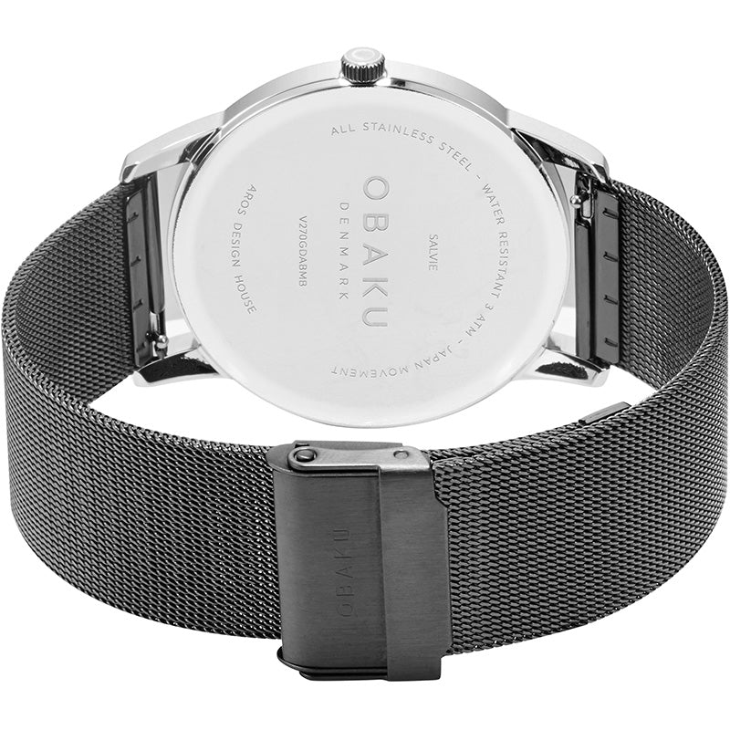 Obaku Salvie - Charcoal Gents Black Dial Mesh Strap V270GDABMB