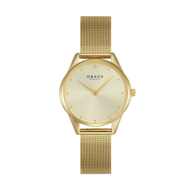 Obaku Smykke - Stainless Steel Gold PVD Champagne Dial Watch V297LXGGMG-DS