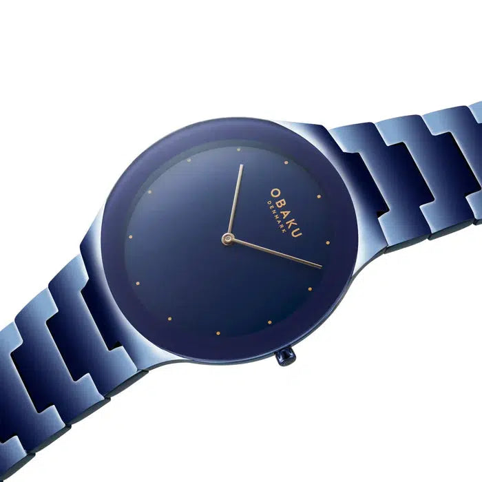 Obaku Spejl Bleu Blue 42mm Watch - V290GXLLSL