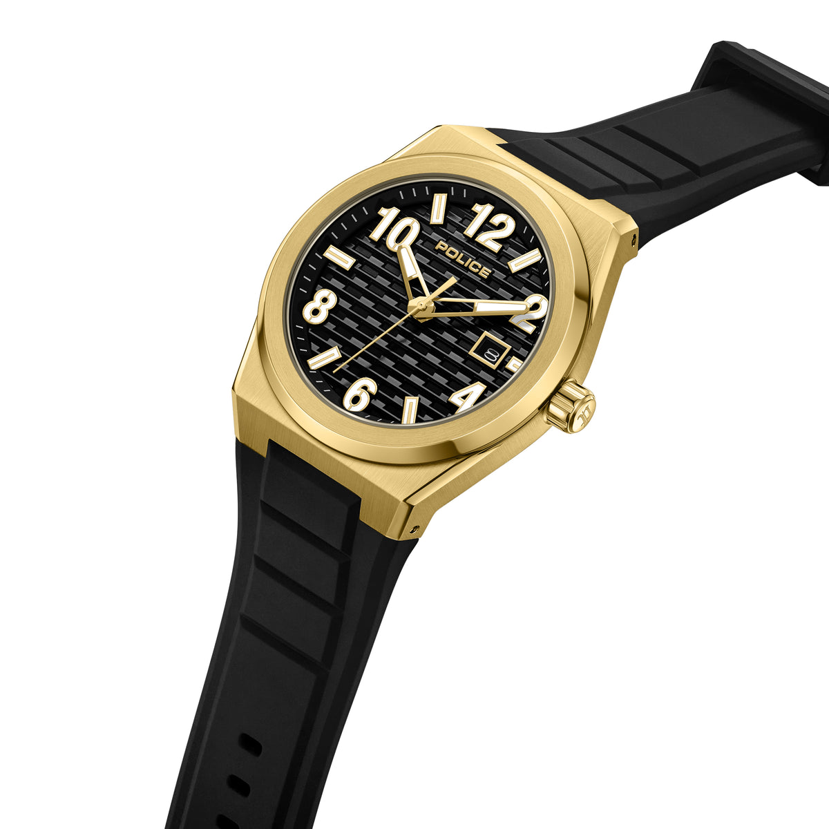 Police Preike Black Dial Gold Men's Watch