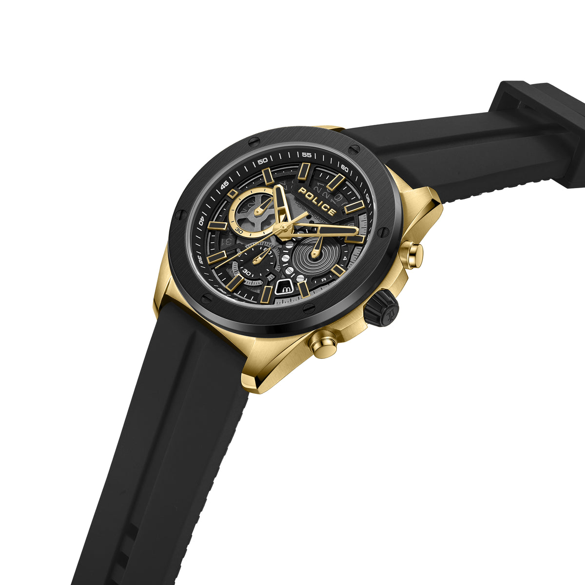 Police Warren Black Dial Gold Men's Watch