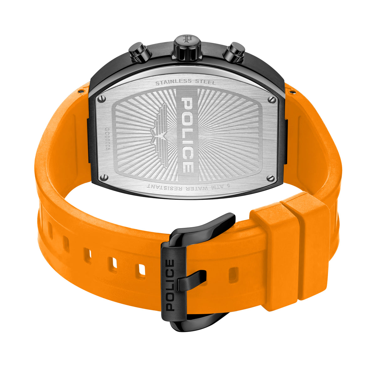 Police Meidan Black Dial Orange Strap Men's Watch