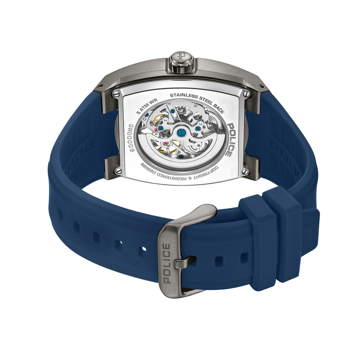 Police Skeletor Grey Dial Blue Strap Men's Automatic Watch