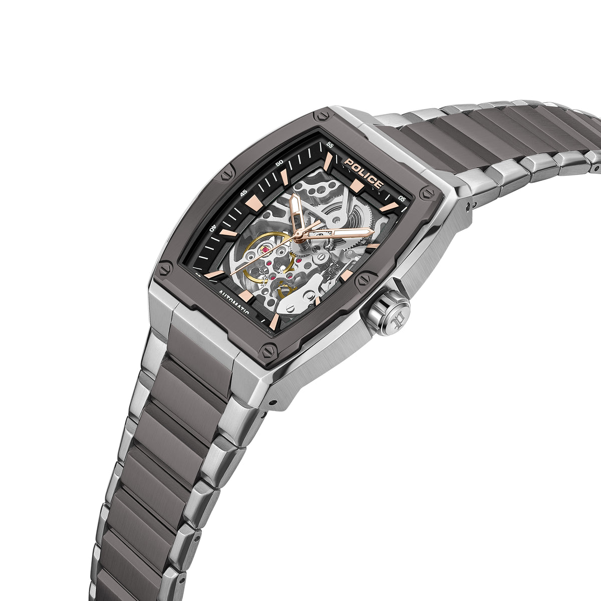 Police Skeletor Grey Dial Bracelet Men's Automatic Watch