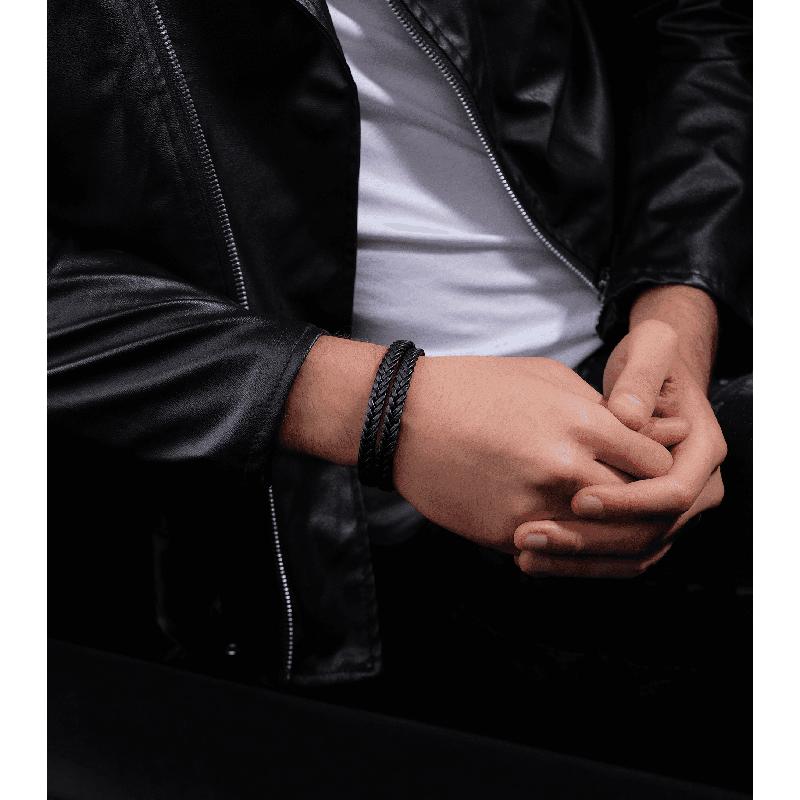 Police Braid Leather Bracelet – Flat Brown Braid