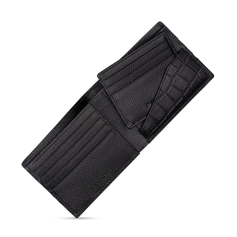 Police Croc Black Leather Wallet