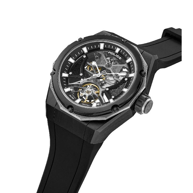 Police Dayton Men's Automatic Skeleton Dial Stainless Steel Watch