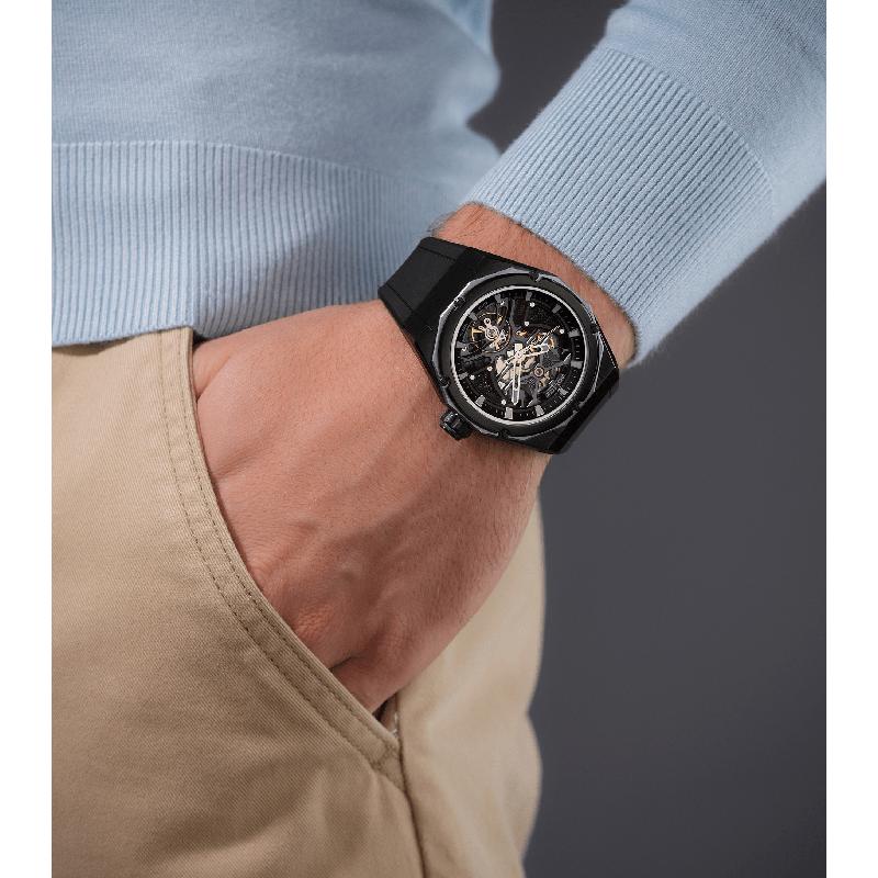 Police Dayton Men's Automatic Skeleton Dial Stainless Steel Watch