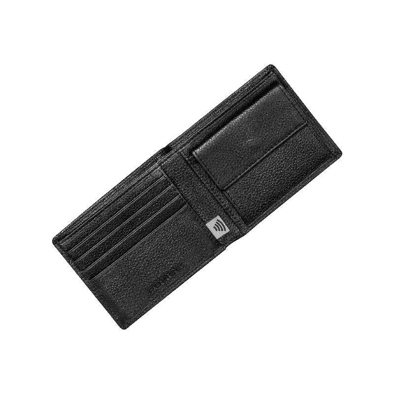 Police Drum Coin Black Leather Wallet