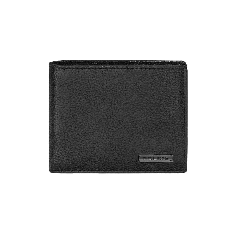 Police Drum Coin Black Leather Wallet