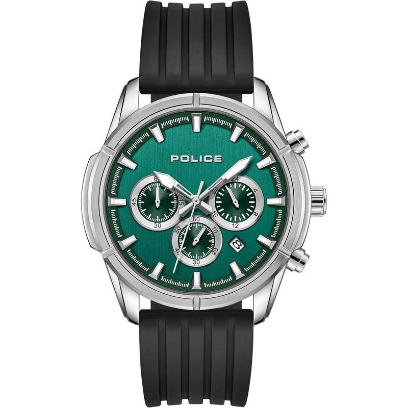 Police Flair Men's Black Silicone Strap Watch