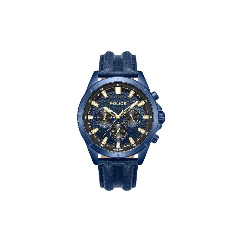 Police Malawi Men's Multifunction Blue Honeycomb Dial Watch