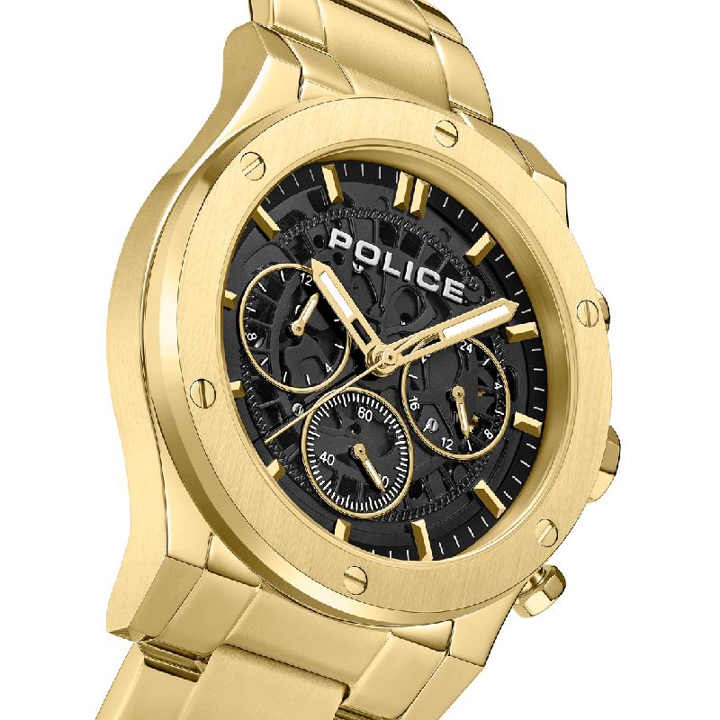 Police Men's Knotty Multifunction Gold-Plated Steel Watch